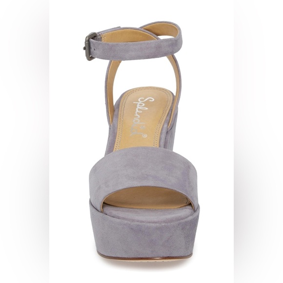 Splendid Felix Grey Suede Platform Wedges Sandals - Picture 3 of 7